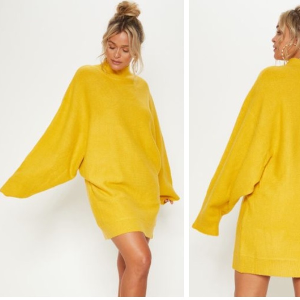 Mustard knit jumper dress PLT